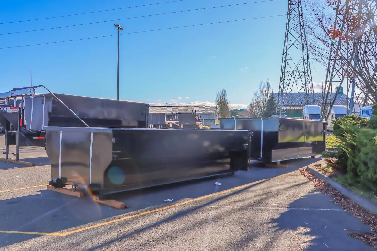 Roll-off dumpster ready for waste disposal at job site for Construction Dumpster Rental in Ruskin